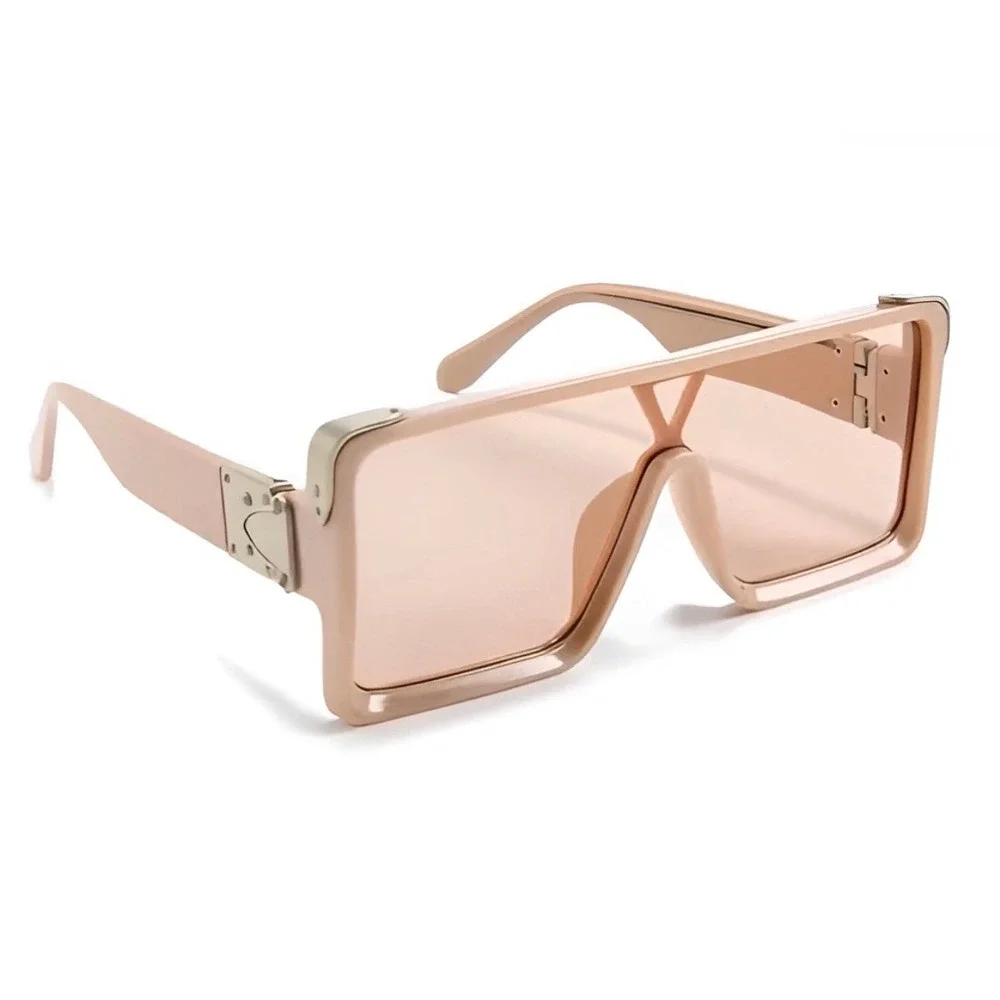 Oversized Square Sunglasses Fashion Beige Frame Unisex Beach Trendy Lentes Gafas